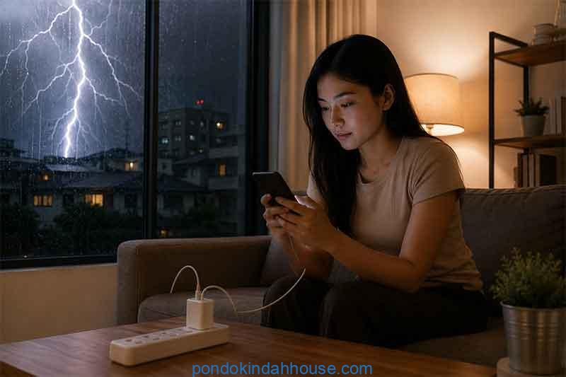 apakah petir bisa menyambar hp dalam rumah