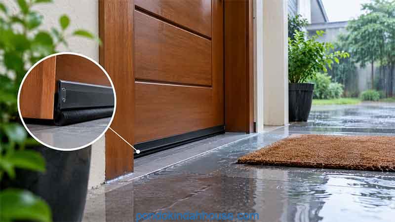 cara mencegah air hujan masuk dari bawah pintu